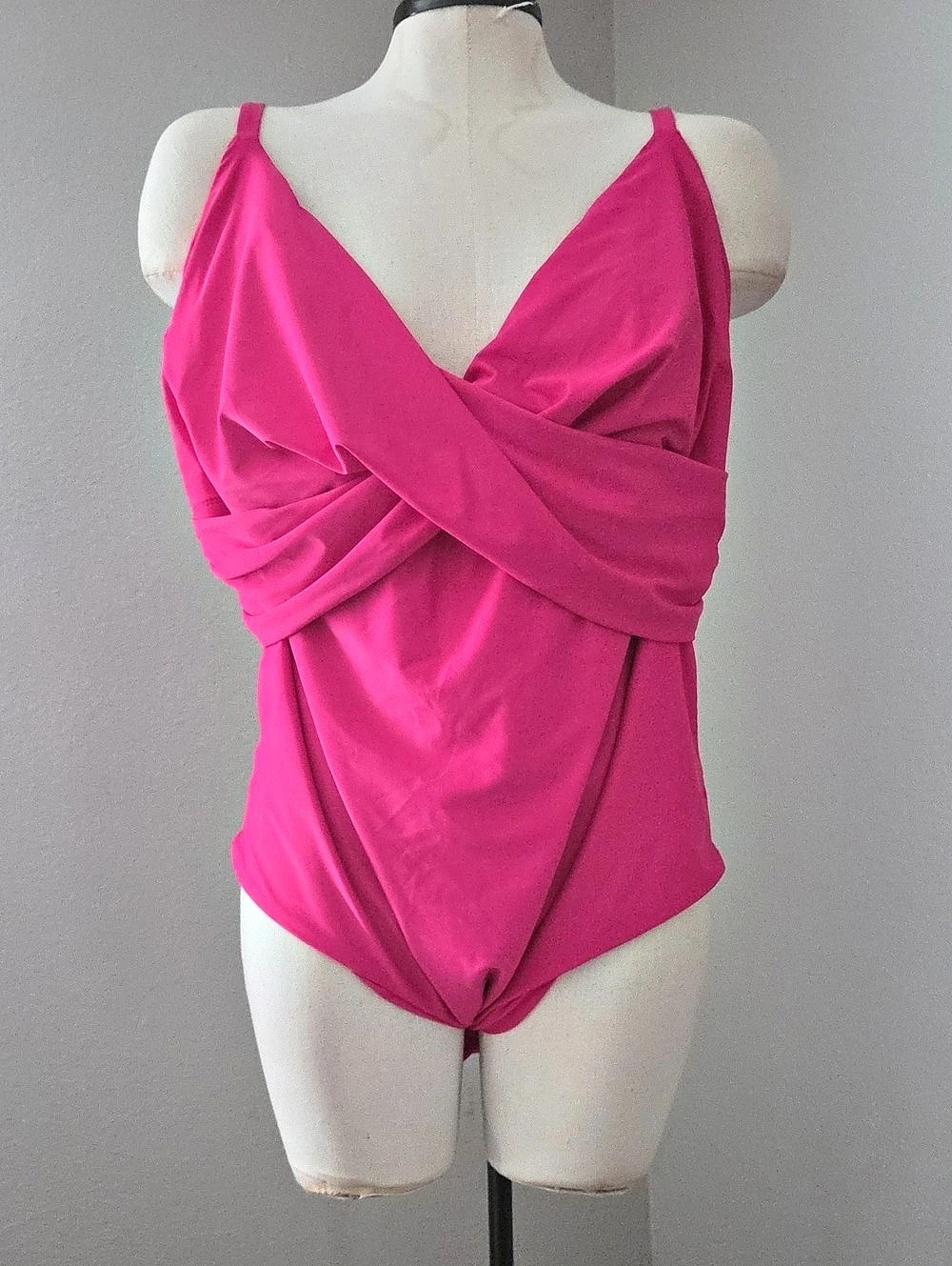 Time and Tru Draped One-Piece Swimsuit in Pink Size 3X Like New